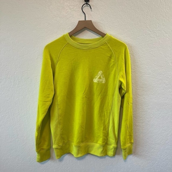 Palace Logo Slub Crew Neck Long Sleeve Pullover Sweatshirt Lime Green Small - Picture 2 of 12
